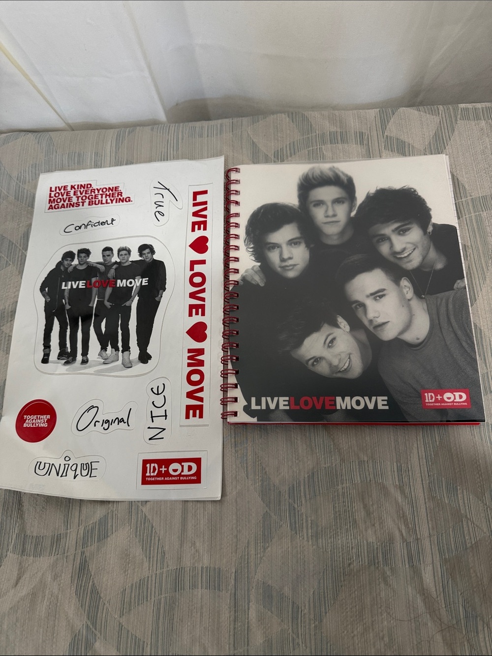 One Direction notebook and stickers